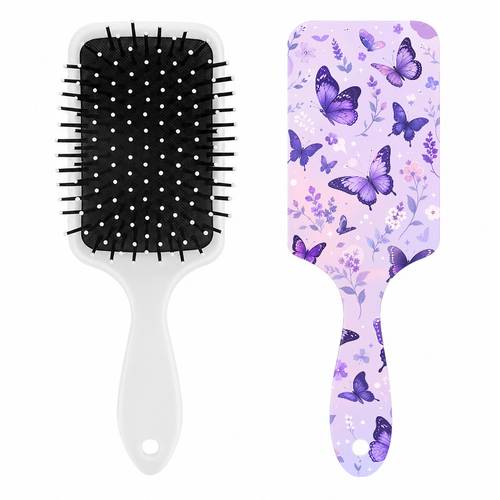 cushion brush purple and small flowers design lightweight and ideal for daily grooming dates and spring summer a romantic fresh atmosphere