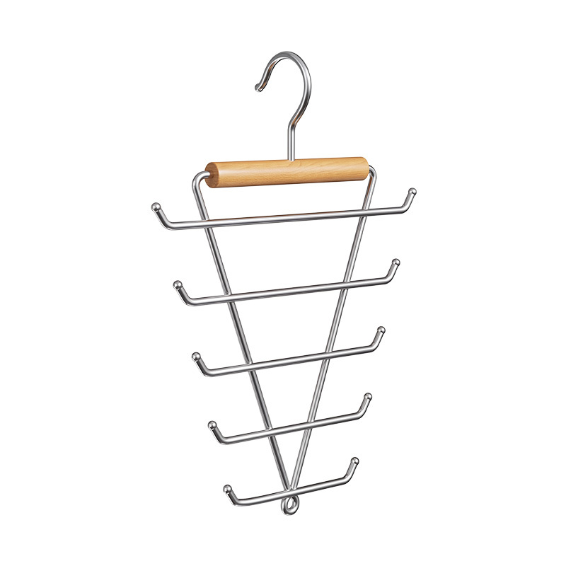 TEMU 1pc 5-tier V-shaped Hanger, Reinforced Thickened Heavy-duty Multi-tier Rack - Non-slip, Space- Clothes Organizer With Dual-sided Hooks For