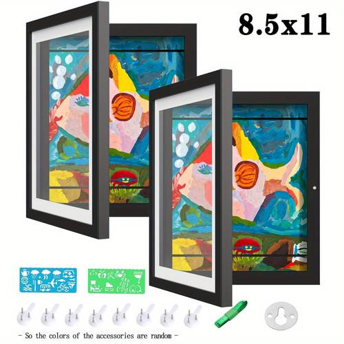 4 2 pack kids art frames kids artwork frames front opening children picture storage frame for wall holds 50pcs crafts drawing art projects