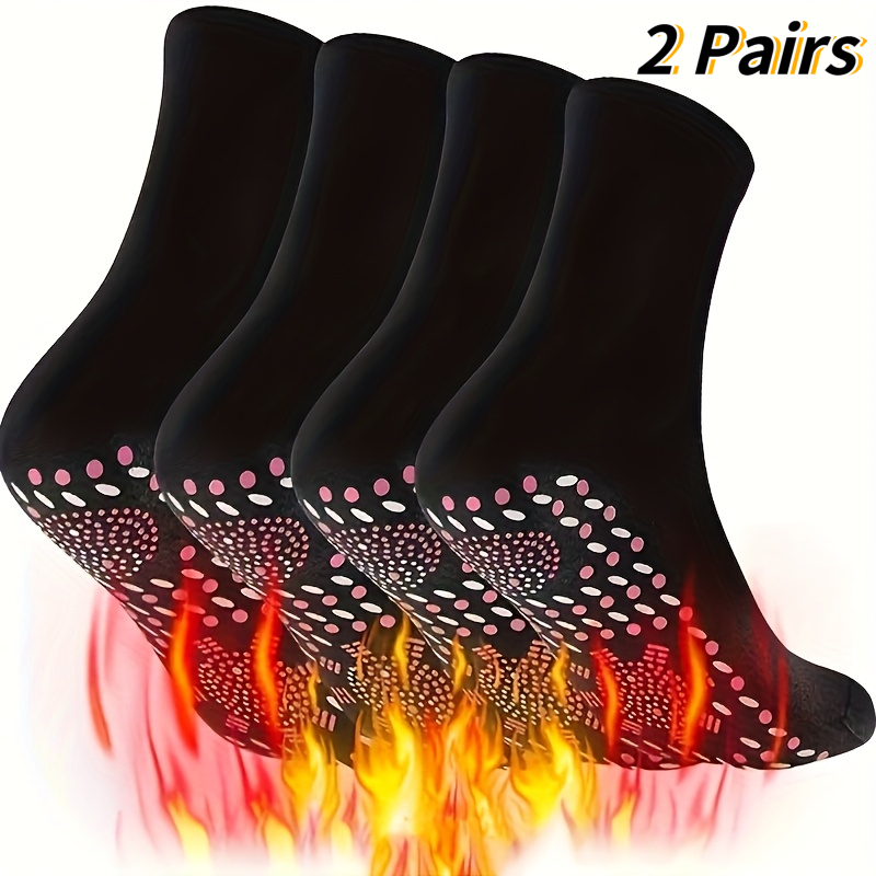 TEMU 2 Paires de Chaussettes Thermiques Noires - Chaussettes Thermiques d'Automne et d'Hiver, Chaussettes Thermiques d'Extérieur Confortables et