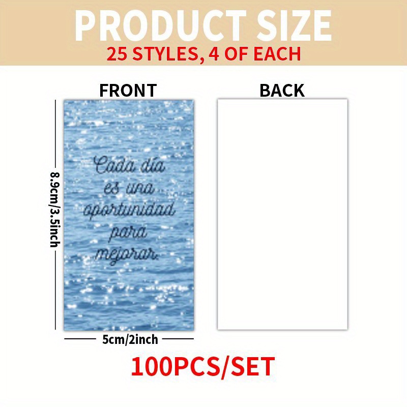 TEMU Set de 100 tarjetas - Colores naturales españoles del que hacen que se cómoda de forma natural. Tarjetas con citas inspiradoras de la superficie