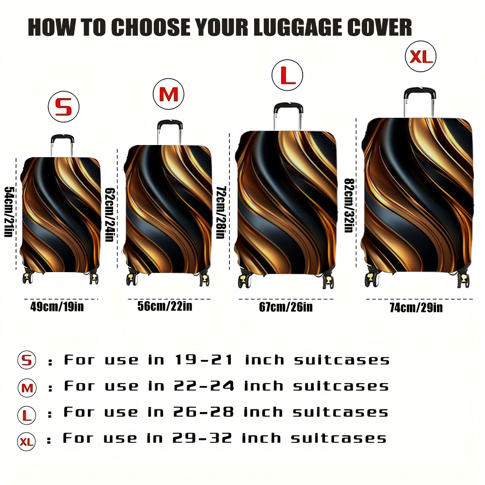 TEMU 1pc High-end And Elegant Black Golden Striped Series Pattern Suitcase Cover, Practical Suitcase Protective Cover, Suitcase Cover, Suitable For