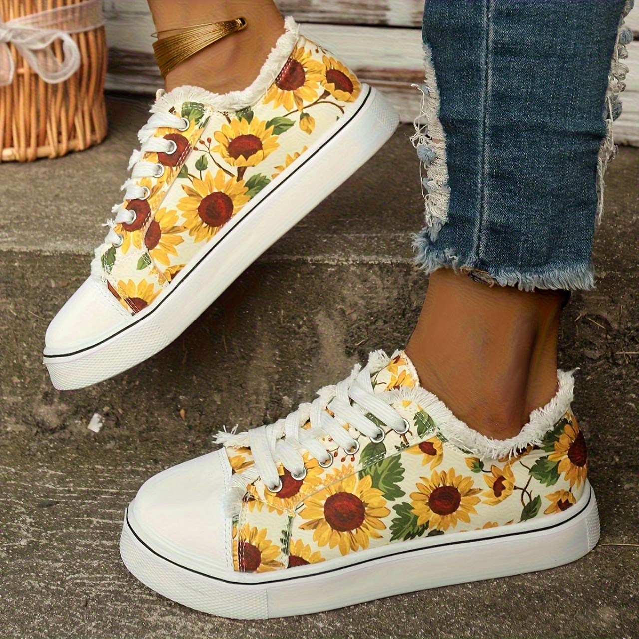 women sunflower shoes sold on Temu United States - Main Image