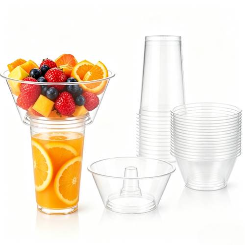 imagen del artículo 30 piezas (15 tazas tazones de bocadillos) juego de tazas y tazones de bocadillos, vasos de plástico reutilizables con bandejas de bocadillos , suministros para fiestas familiares de noche de halloween, navidad, (estilo aleatorio)