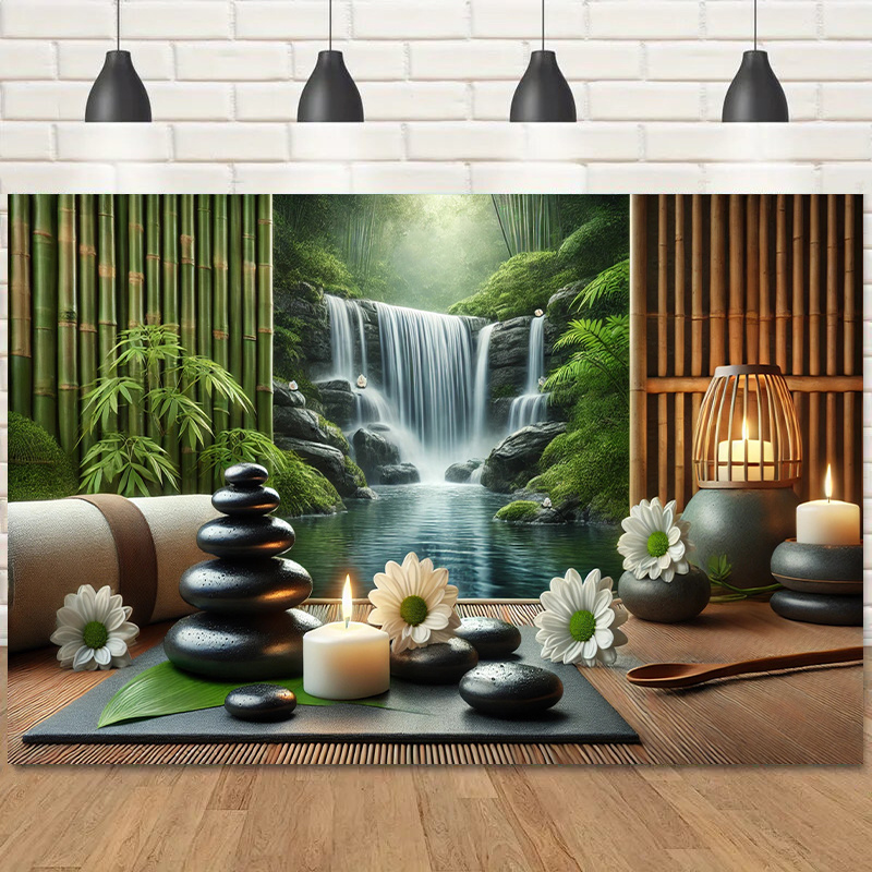 

1pc Spa Scene Tapestry, 7x5ft Polyester Fiber, Woven Wall Hanging For Party, Photo Booth, Outdoor Decor, Machine Washable, Low Temp Iron Safe, No Power Needed