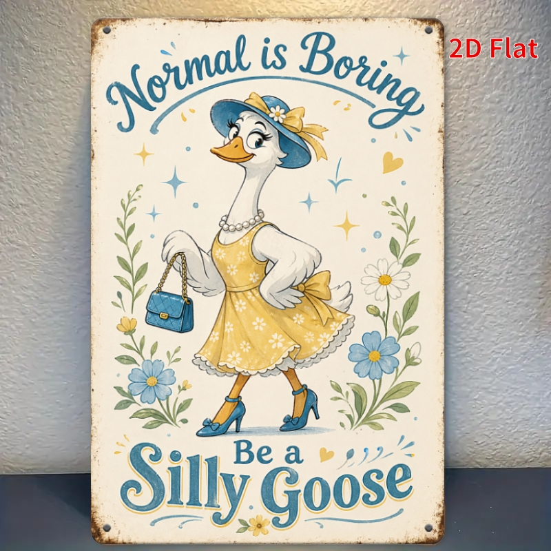 öğe resmi 2d düz, [2 ], 1 adet 30x20cm - vintage metal teneke tabela, normal sıkıcıdır   bir kaz ol duvar dekoru, retro moda kaz   sanatı, ev yatak odası dekoru, 2d düz