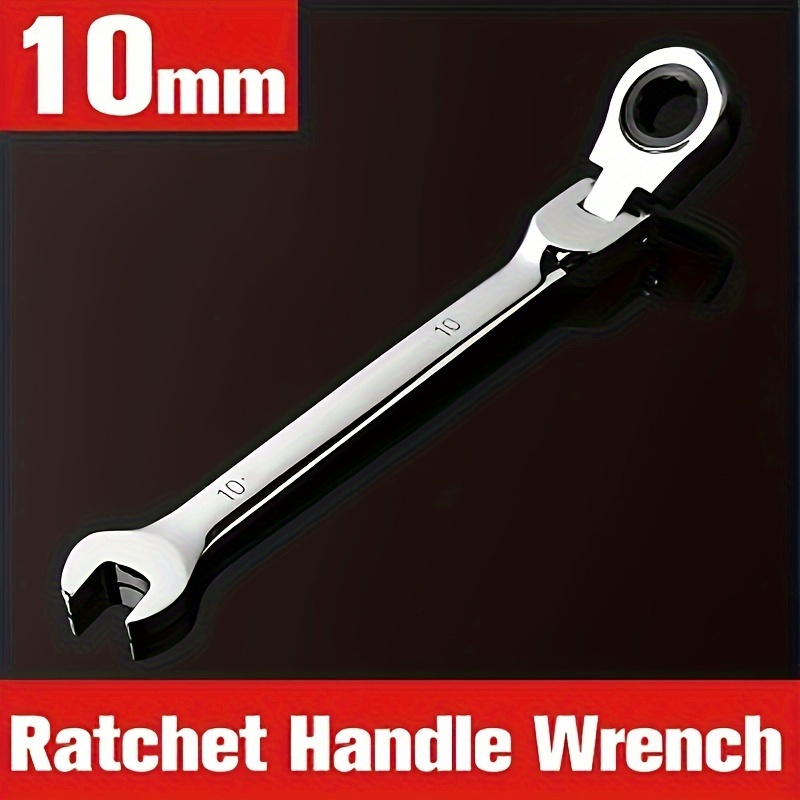 

1pc Promaster Adjustable Head Ratchet Wrench, 10mm Carbon Steel, Multi- Metal Tool For Car, Bicycle, And Pipe Repair