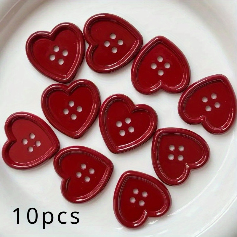 10/30pcs Vintage Wine Red Heart Buttons Women's Coat Sweater Cardigan Diy Deco Cute Hat Clothing Sewing Accessories Father Gift