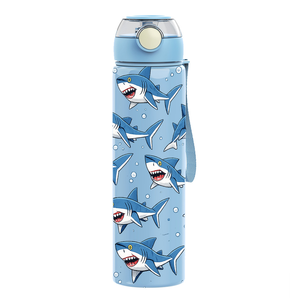 TEMU 1pc Blue And Print, 750ml/26oz Colorful Plastic Sports Water Bottle, Ocean Print Design, Leak-proof With Pop-up Lid, Ideal Gift For Outdoor