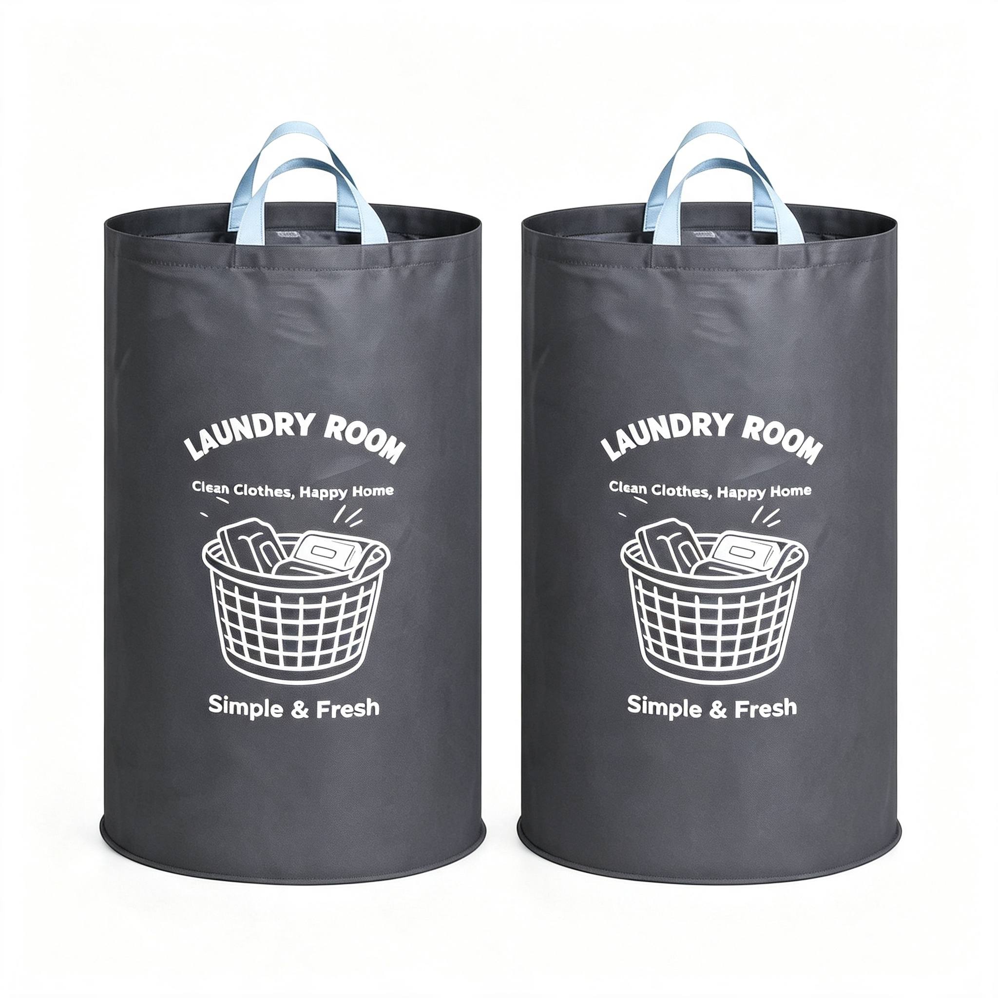 TEMU 2pcs Foldable Laundry Hamper, Household Storage Basket, Fabric Laundry Basket, Bathroom Clothes Storage Bin, Large Capacity Storage And Trash
