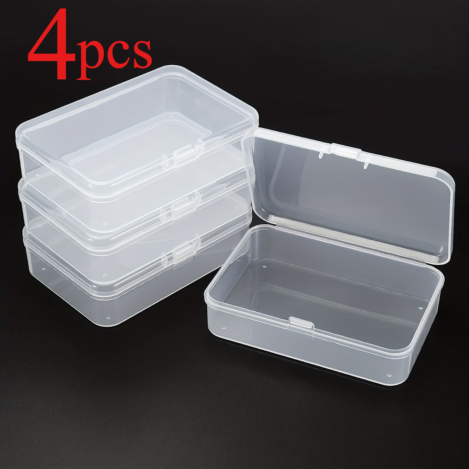 

Boîté de 4 boîtés de rangement en plastique , coffrets organisateurs à couvercle rabattable, boîtés de portables, rangement des fournitures d'art et de , non , sécurisé, étanche, objets