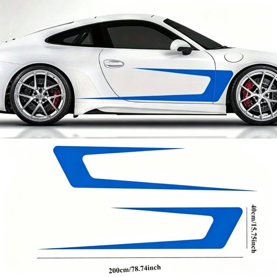TEMU 2pcs/set Car Door Design Sense Stickers, Creative Racing Body Decoration Strips