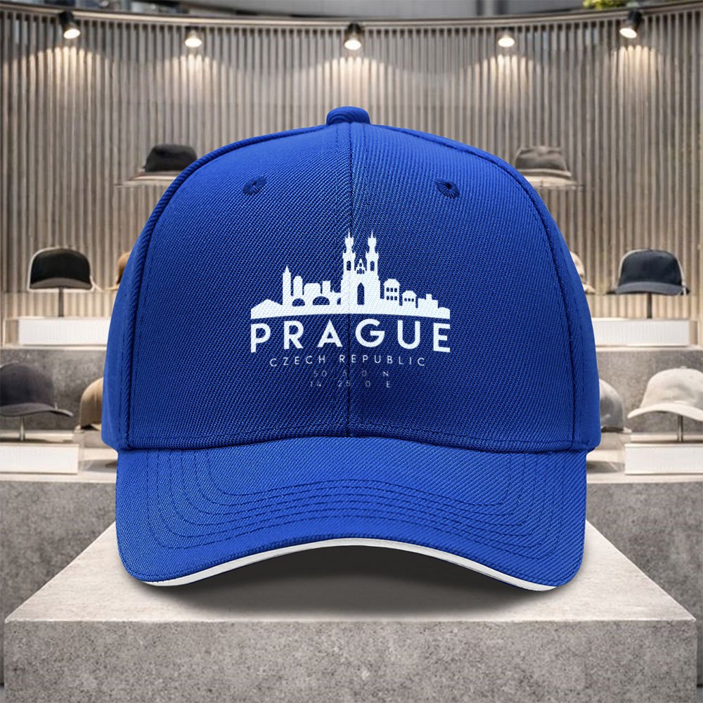 TEMU Stijlvolle honkbalpet met print van Praagse architectuur, een trendy en veelzijdige casual pet, uniseks snapback-pet met meerdere kleuropties.