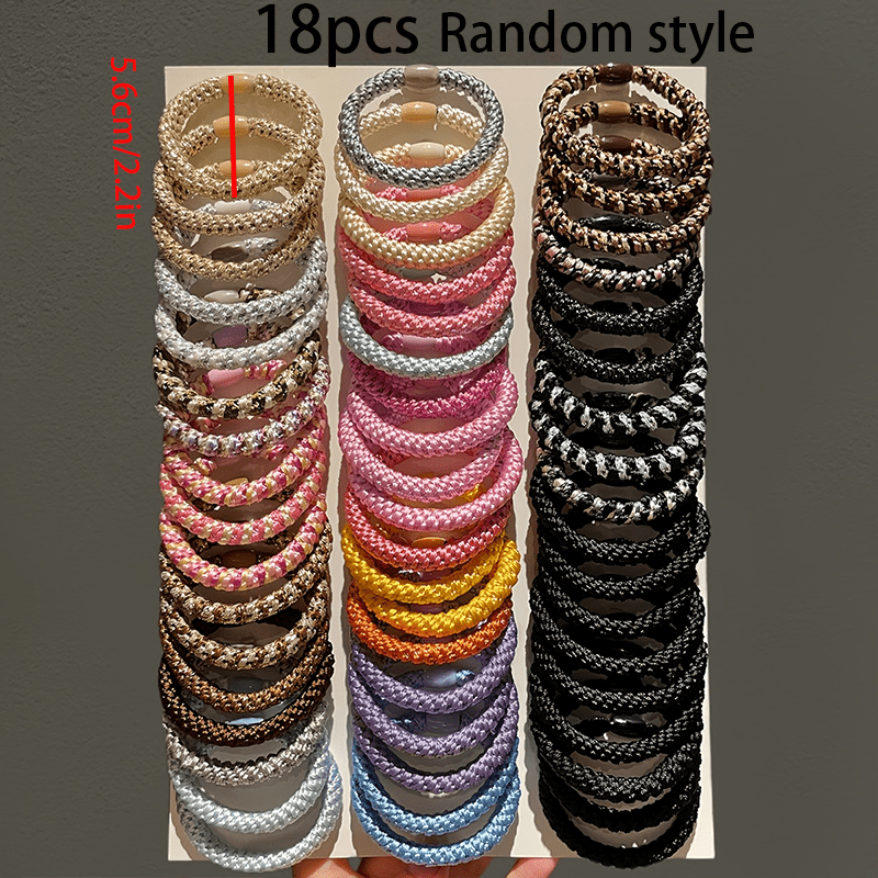 3/12/18pcs Random Style Women's Hair Ties, Multiple Colours