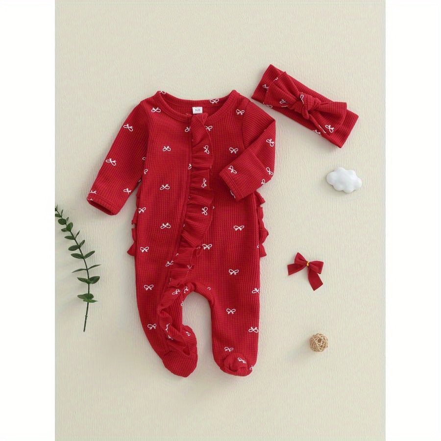 Ensemble Bébé Fille Manches Longues - Body + Pantalon + Bandeau Fleuri, Automne