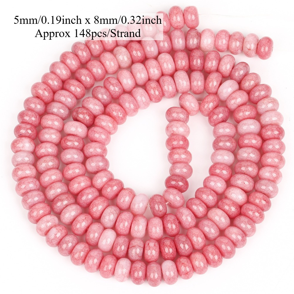 E-shop 5-8mm Natürliche -Perlen Rosa-Rot Rondelle Lose Perlen für Schmuckherstellung DIY Halskette Armband Ohrringe Accessoires Geschenke für Frauen