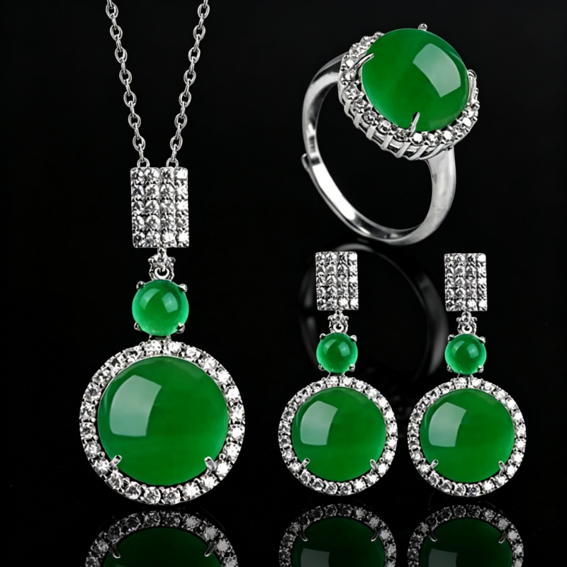 Image of 925 Silvery Zirconia Jewelry Set, Necklace Earrings Ring 3pcs Vintage Elegant Women Jewelry, Gift For Valentine's Day Mother's Day Christmas Birthday Anniversary Thanksgiving New Year, With Gift Box