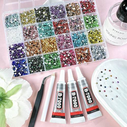 1 boîte de strass ronds en résine transparente, kit de décoration pour nail art à appliquer à avec plat, colorés et populaires pour bricolage