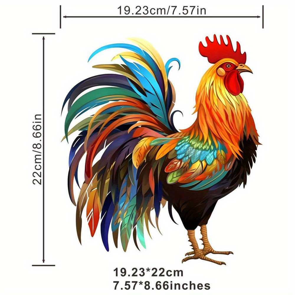 TEMU Ensemble de 4 autocollants thermotransferts durables, autocollants colorés de coq, autocollants en vinyle pour vêtements et sacs à dos, patchs