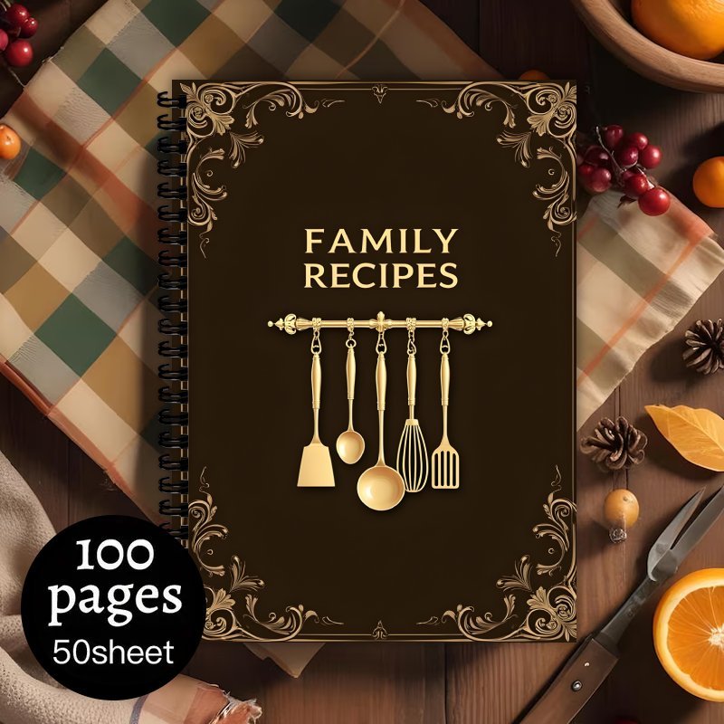 TEMU 1 stuk. 100 pagina's, A5 Recepten Notitieboekje met Spiraalbinding, receptendagboek voor thuis koken, geschikt voor thuiskoks en chef-koks •