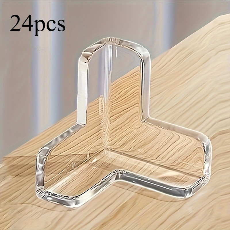 24pcs Transparent Safety Silicone Protective Covers, T-shaped Table Corner Edge Protective Cover, Power Socket Anti-collision Cover