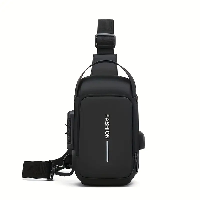 TEMU Anti-theft Motorcycle Backpack With Lock, Convertible Crossbody Bag, Zipper Closure And Anti-theft Compartment, Adjustable Straps For Commuting,