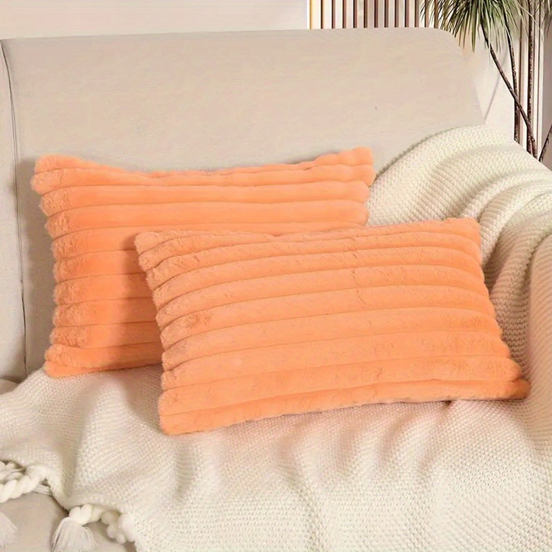 TEMU Modern Bohemian Style Artificial Rabbit Pillowcase, -watching Essential; Multiple Colors , Hidden Zipper Closure, Suitable For Living Room