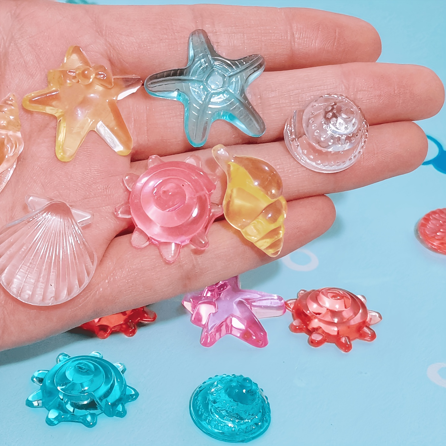 TEMU 48pcs Set Of -the- Stones And Fluorescent Resin Decorations: Starfish& Shells, Suitable For Fish Tanks/ Aquariums, Flower Pots/ Gardens, Glass