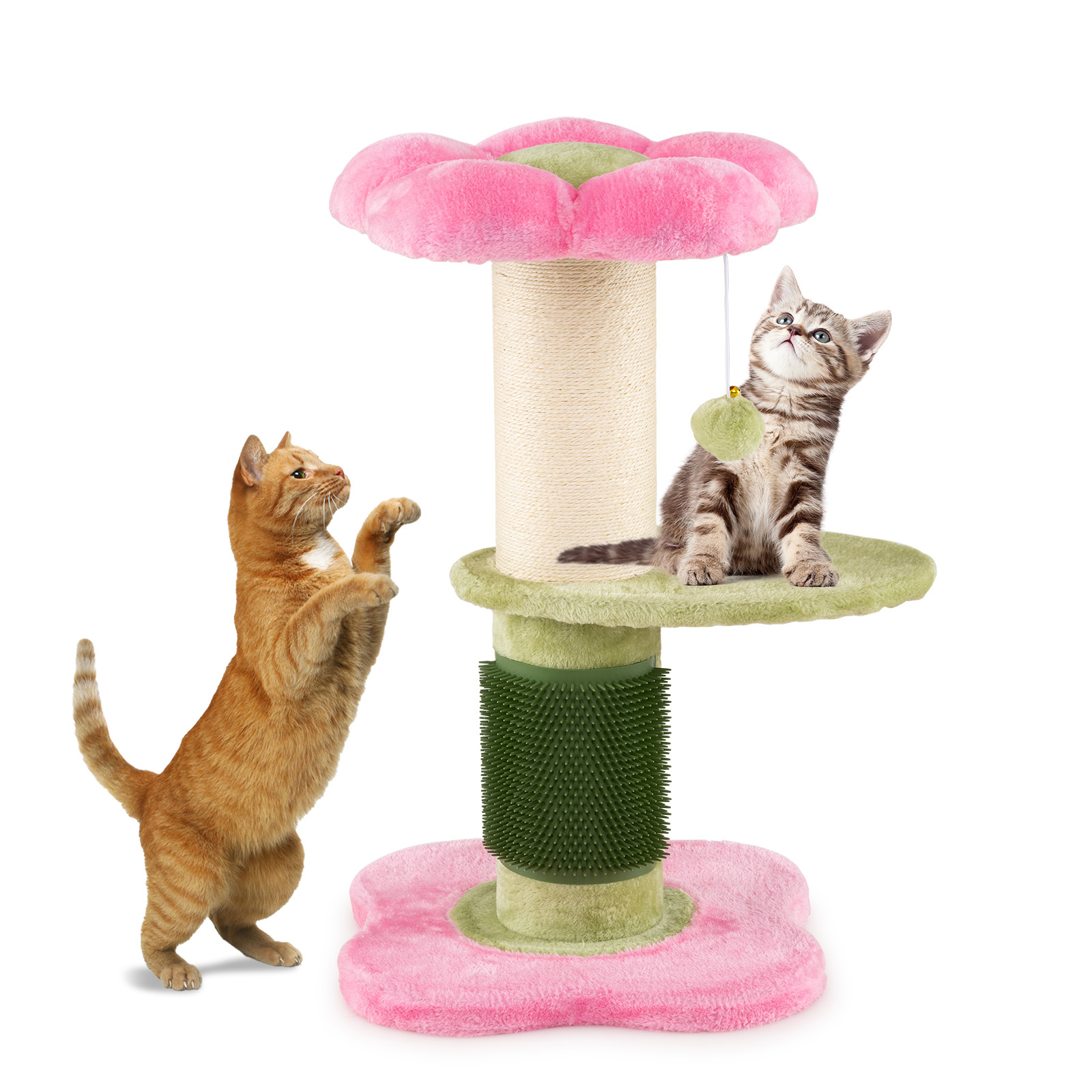 Flower Cat Tree For Indoor Cats, 69cm Tall Small Kitten Tower With Padded Plush Perch, Modern Furniture, Multi-level Cat Climbing Stand