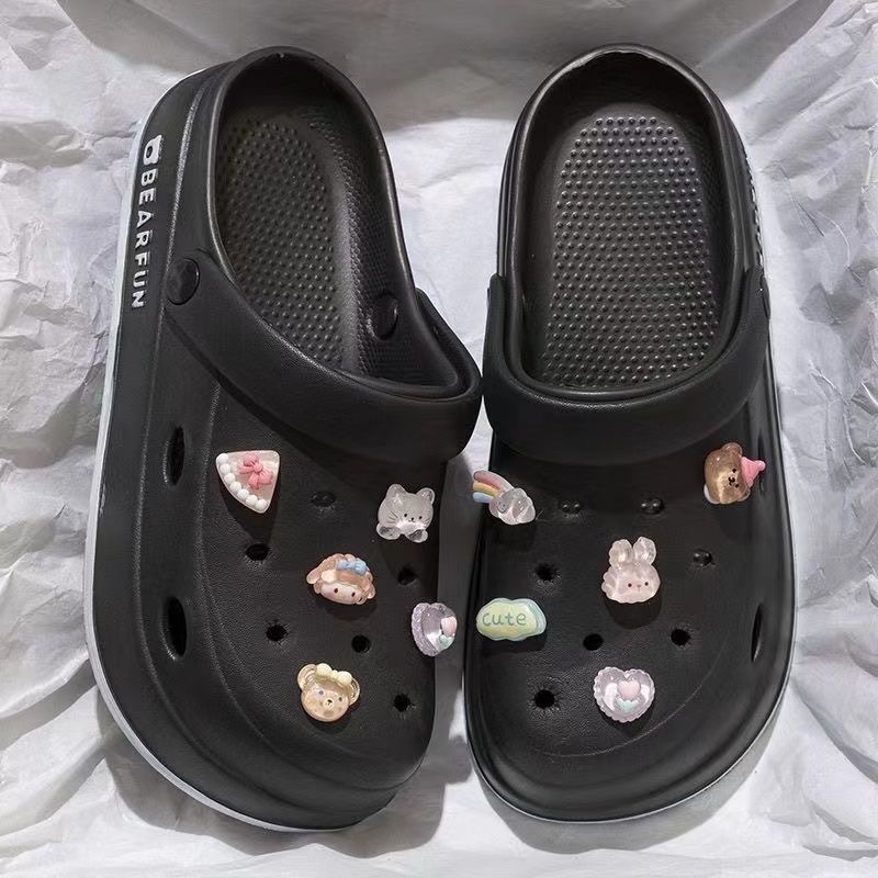 TEMU Hole Shoes For Women, Outdoor Summer 2026 New Style Thick Bottom Eva Sandals, Anti-slip And Odor-resistant Beach Slippers For Women, Women Shoes