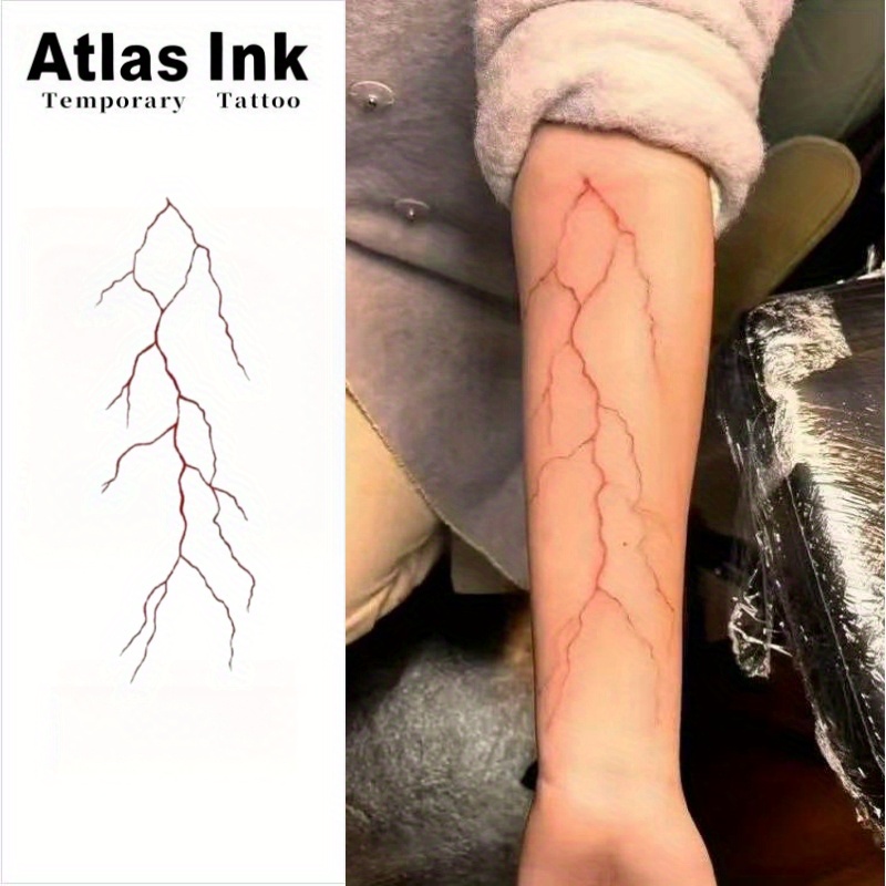 Atlas Tinte Rote Licht * - Temporre Tattoo mit Lebendigem Rot-Orange  Blitzdesign, Keine Werkzeuge Ntig, Einfach Anzubringen, 15-Tage  Lebensdauer * fr Halloween & Thematische Veranstaltungen, ...