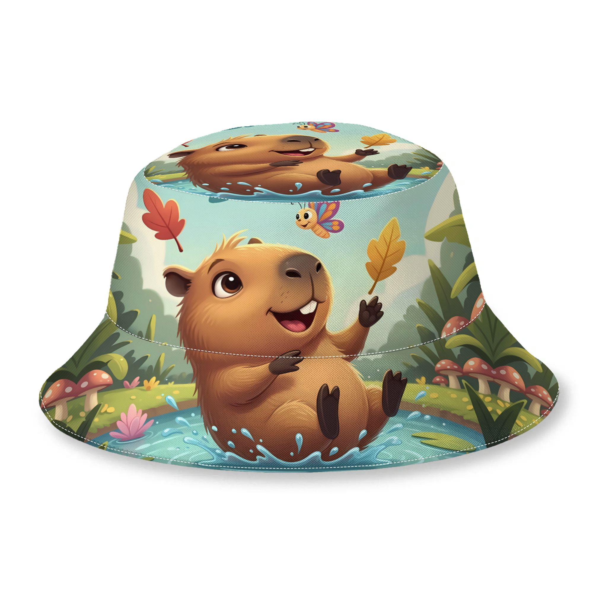 TEMU 2d Print Design Capybara Fashion Outdoor Bucket Hat Unisex Outdoor Street Cap