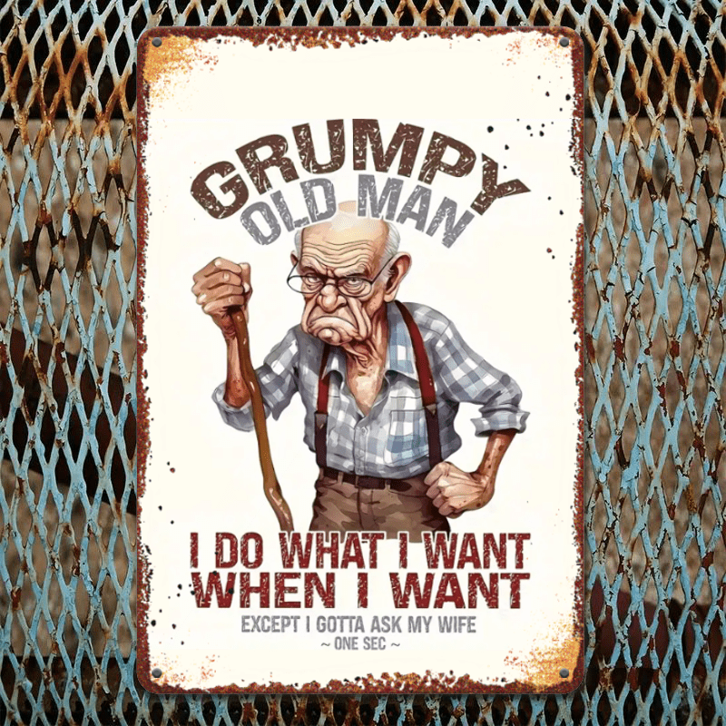 TEMU 2d Flat, Room Decor 1pc Old Man Men's Humorous Wooden Sign, Vintage Wooden Wall Decor, Men's Cave Garage Decor, Home Office Bedroom Living Room