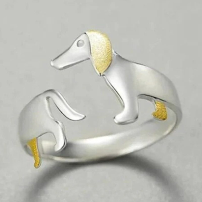 Image of A Creative And Adorable Dachshund Ring For Men And Women, Suitable For Everyday Wear, Parties, Casual , And Commuting. This Adjustable Animal Ring Makes For A Delicate Gift