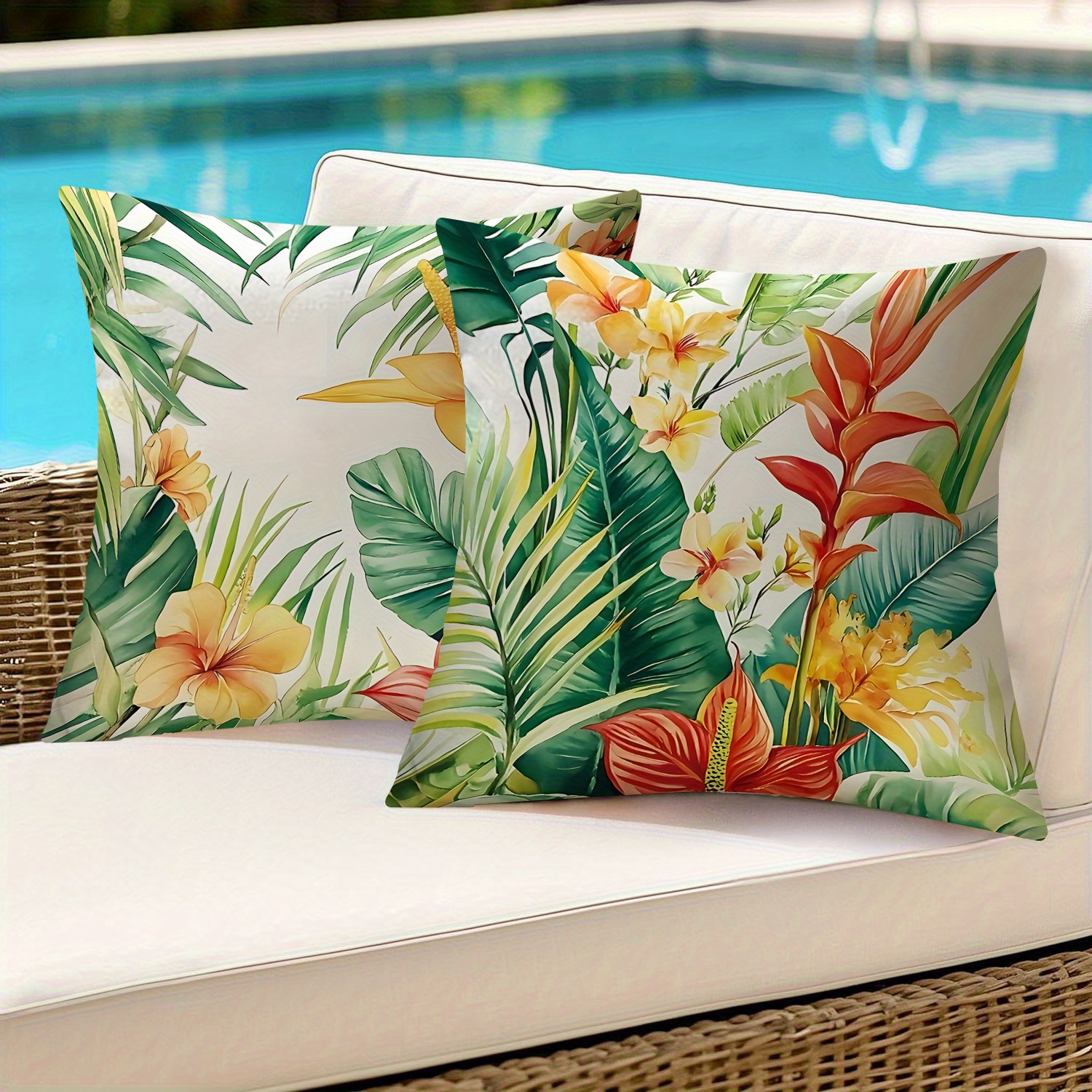 tropical floral print outdoor throw pillow covers weather Temu