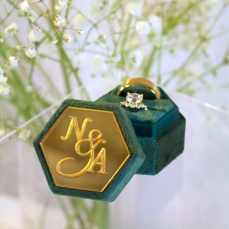 Customizable Hexagonal Velvet Jewelry Box