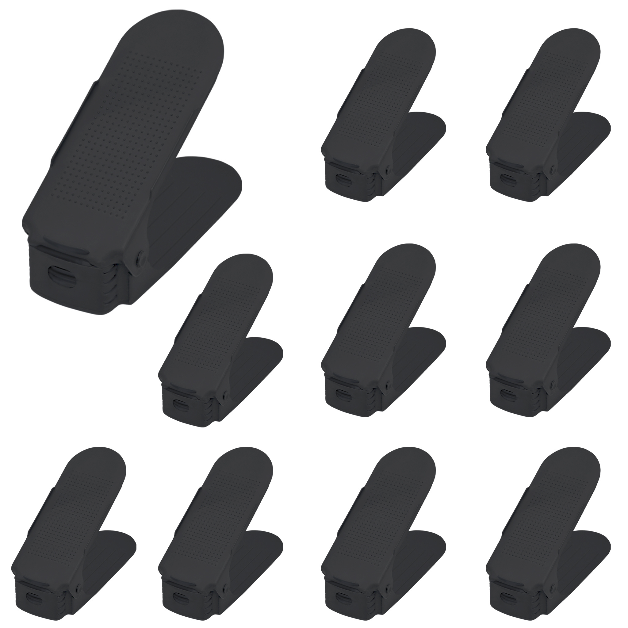 TEMU Pack Of 10 Shoe Stacker Pp-plastic Shoe Rack Space Saving Shoe Holder With Non-slip Surface & Anti-fall Bulge Design 3 Height-adjustable Shoe