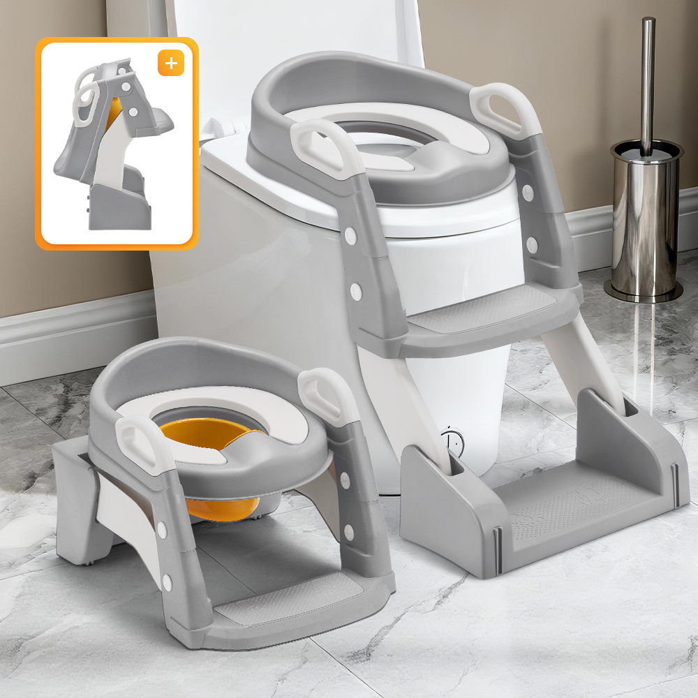TEMU Foldable Kids Potty Training Seat With Step Stool, Anti-slip Adjustable Toddler Toilet Trainer, Multifunctional Children Bathroom Potty Chair