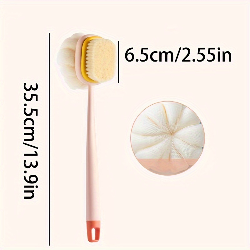 long handled double sided bath brush non electric exfoliating massage back scrubber and loofah sponge suitable for men and women light beige cleaning and exfoliating tool essential bathroom supplies and accessories suitable for   Product details 2