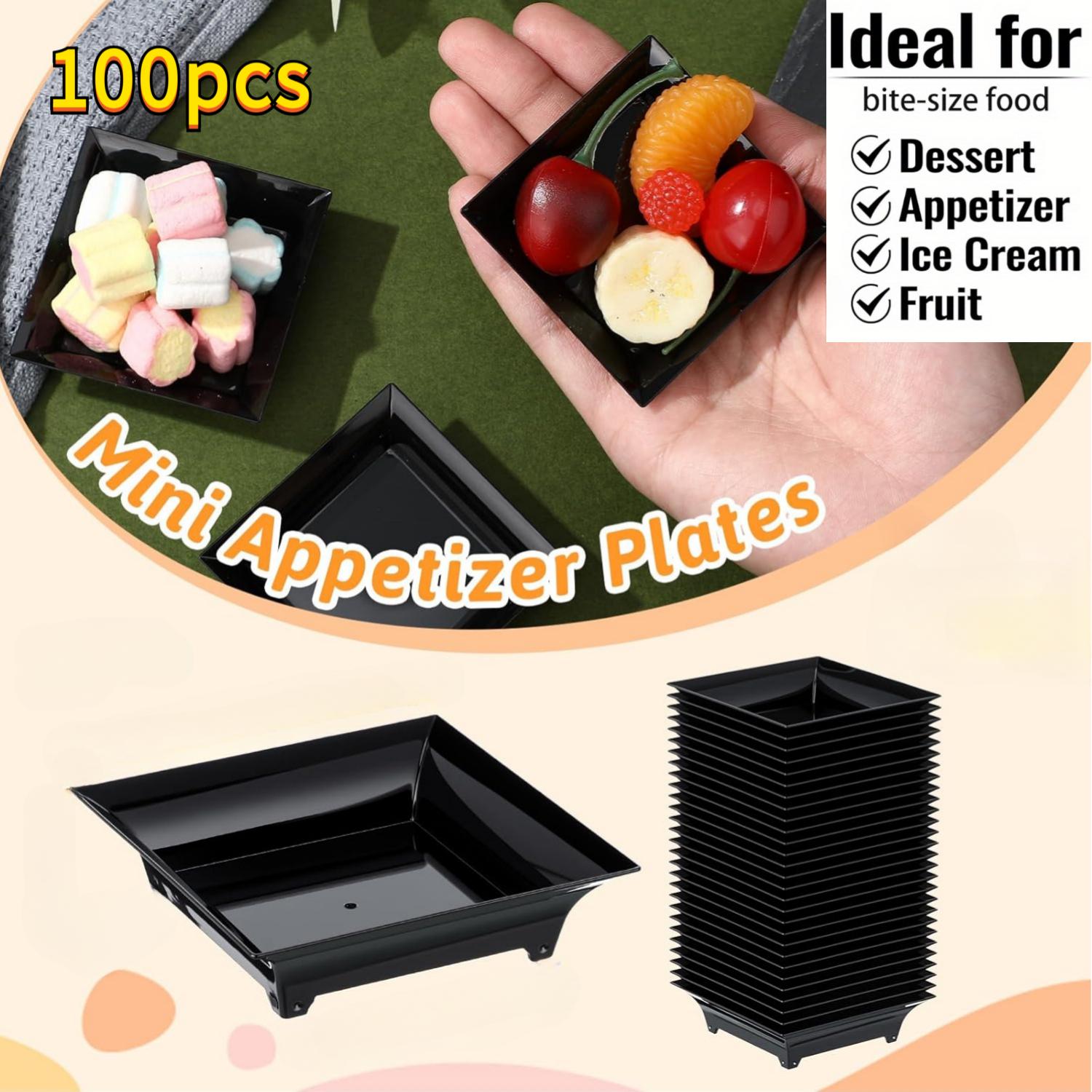 Image of 25/50/100pcs Reusable Stackable Mini Sauce Dishes& Dessert Plates- Food-grade Ps, Easy To Clean- Perfect For Weddings, Parties, Catering, Outdoor Dining