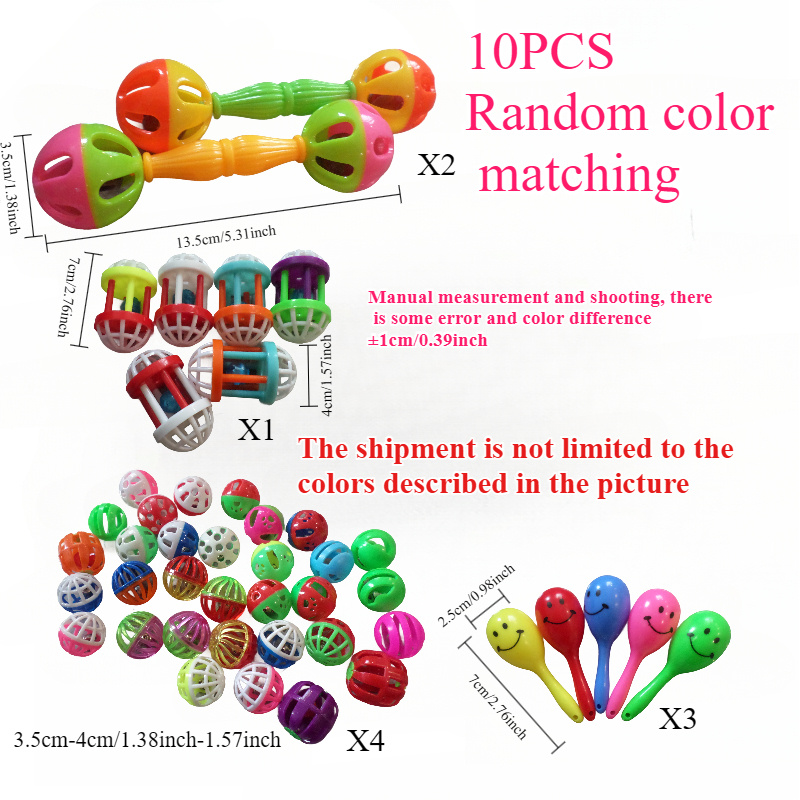 TEMU 10pcs Parrot Interactive Plastic Toy Set, Bird Toys With Bells And Rattles For Training & Play, Chewable Toys For Small Parrots & Birds, Safe