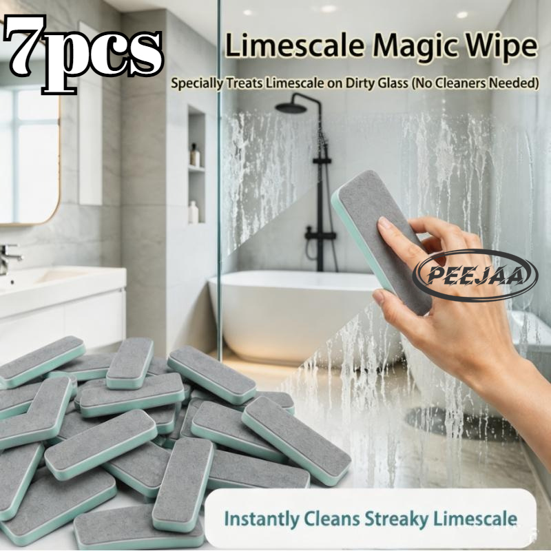 TEMU Peejaa 7pcs Multi-functional Bathroom Glass Mirror Shower Tile Cleaning Tool Set, Magic Limescale Wiper Cleaning Brush, Aquarium Sponge Brush,
