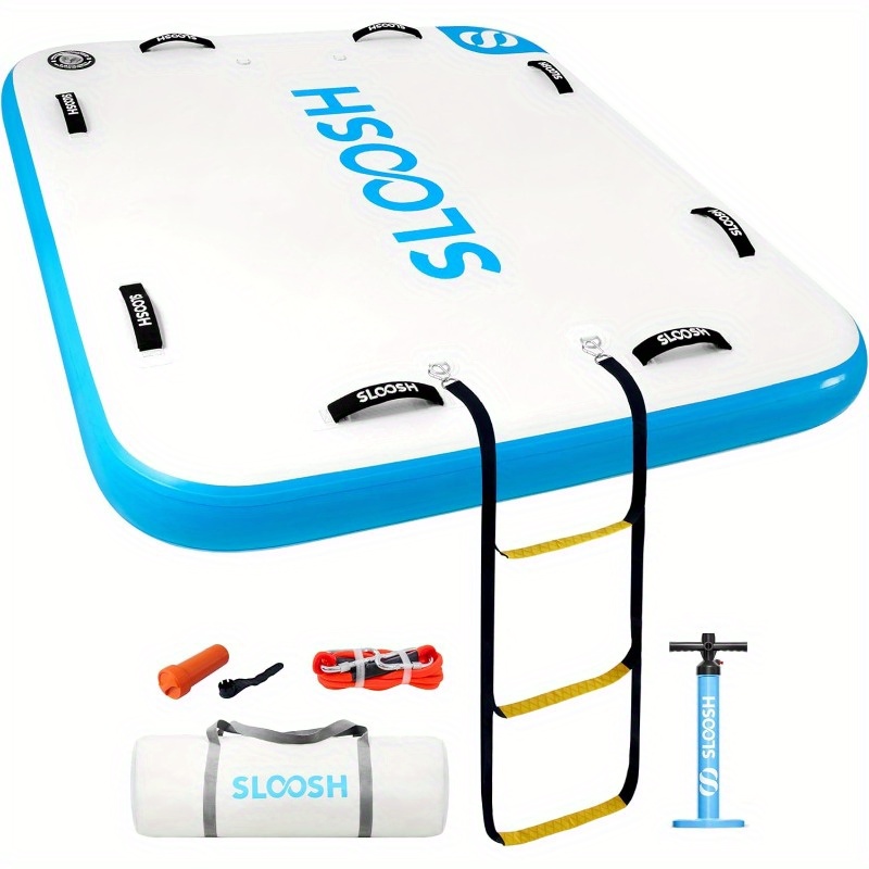 FBSPORT Inflatable Floating Dock, 10/8/6FT Air Dock Platform Floating Island Raft Multi-Person