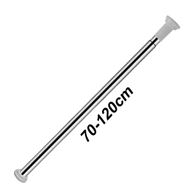Image of Without Drilling Extendable Stainless Steel Telescopic Rod For Shower Curtain 70-260cm Shower Curtain Rod Telescope Clamp Rod For Bathroom Adjustable Length Curtain Shower Rod