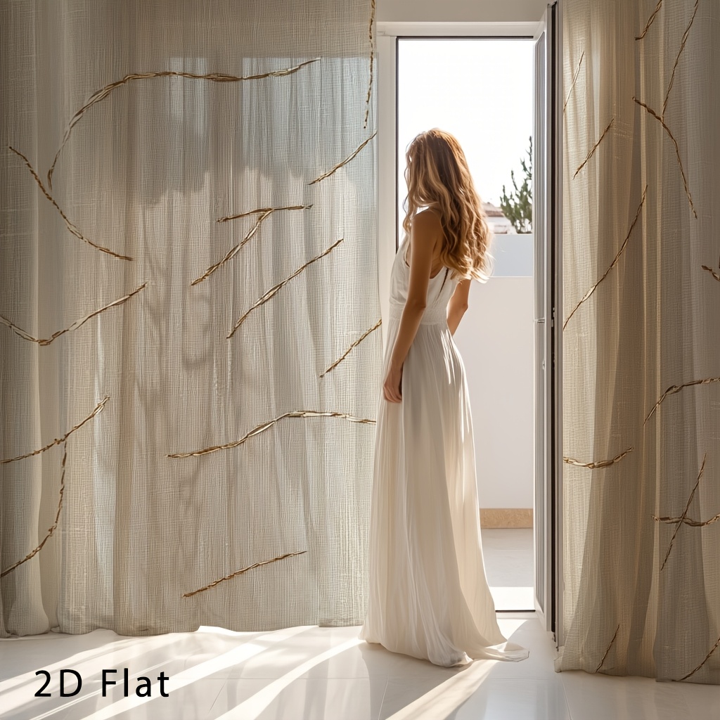 2d flat 2d flat set of 2 elegant white sheer curtains featuring a   branch design light filtering polyester suitable for living rooms and bedrooms compatible with high ceilings
