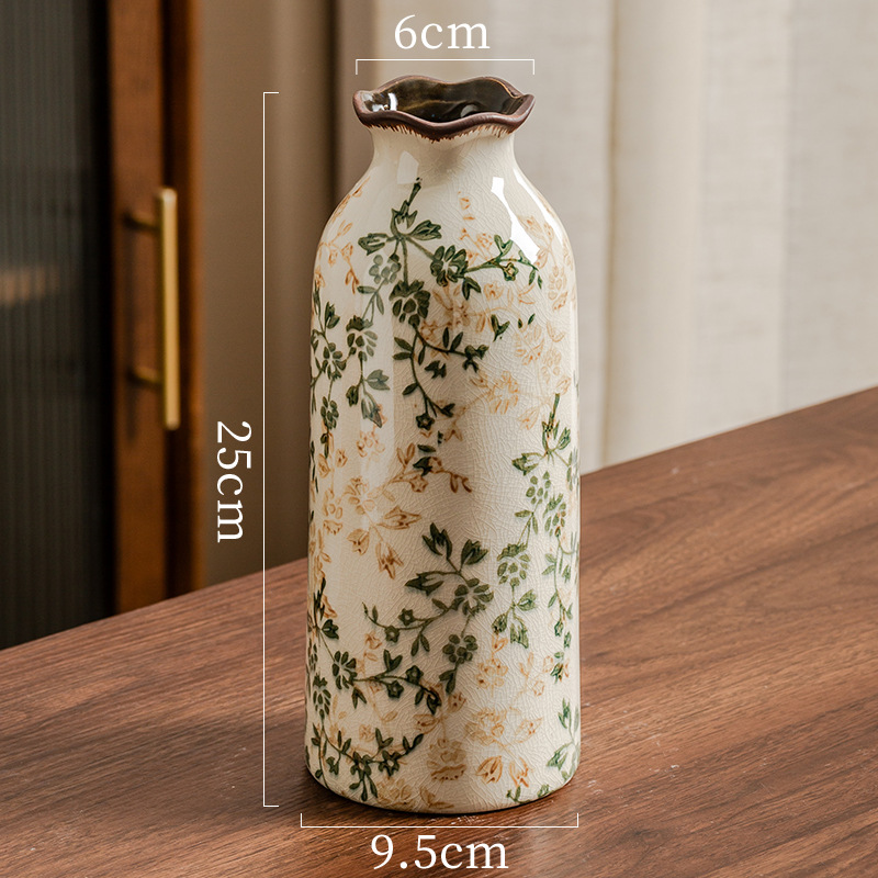 Image of Vintage Vase And Beige, Featuring Chinoiserie Floral Designs, Perfect For Rustic For Home Decor. Ideal For Living Rooms, Bookshelves, And Offices