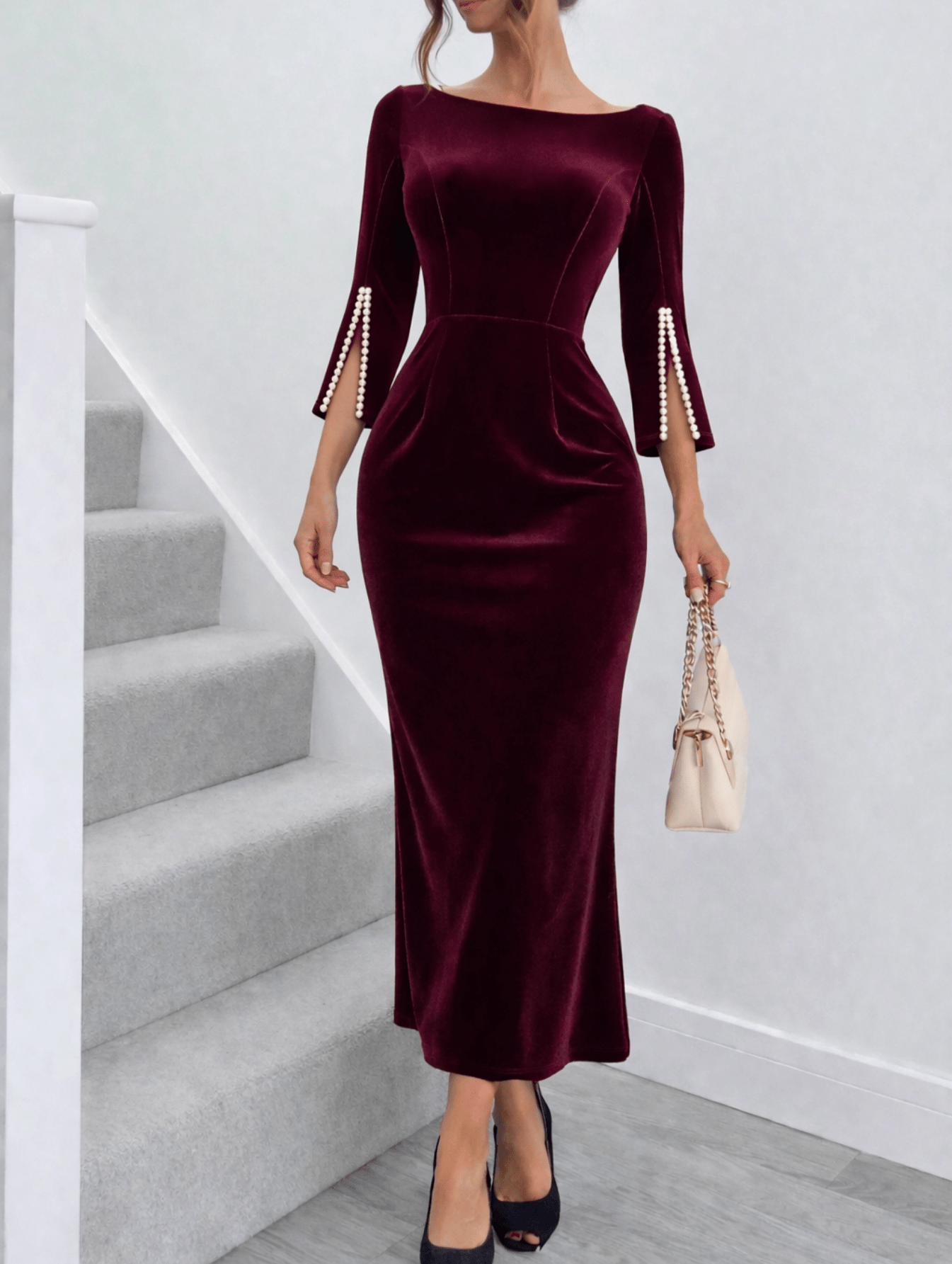 3 4 sleeve dress midi sold on Temu United States