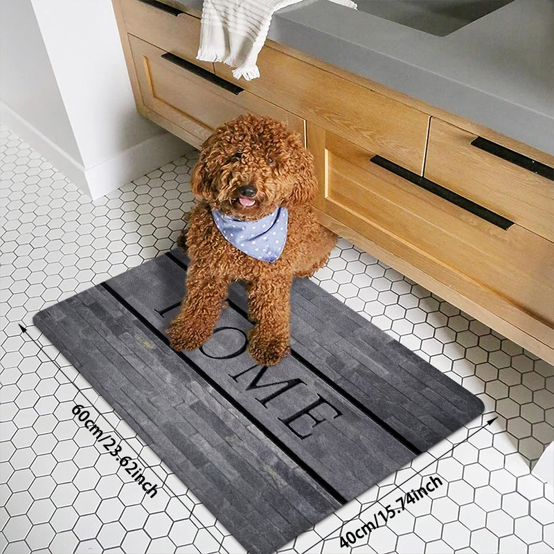 1pc chic gray home monogram doorway floor mat soft non slip stain resistant polyester ideal for   laundry rooms bathrooms more easy to clean rectangular mat with   bathroom floor mat details 2