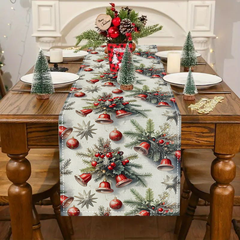 

1pc, Christmas Tablecloth, 72x12 , Knitted , Rectangular, Kitchen Dining , Elf Christmas Table ,