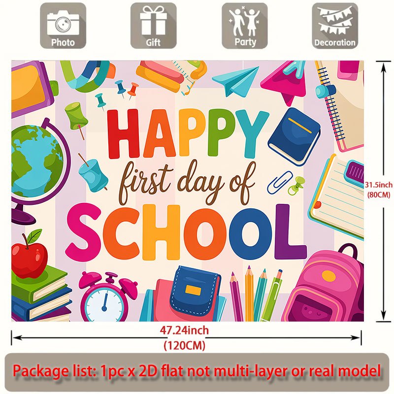 TEMU 2d Flat, 2d Flat 1pc For Day Of School- For Wedding, Party And New Year Decoration, Polyester Material Indoor/outdoor Universal, With Colorful